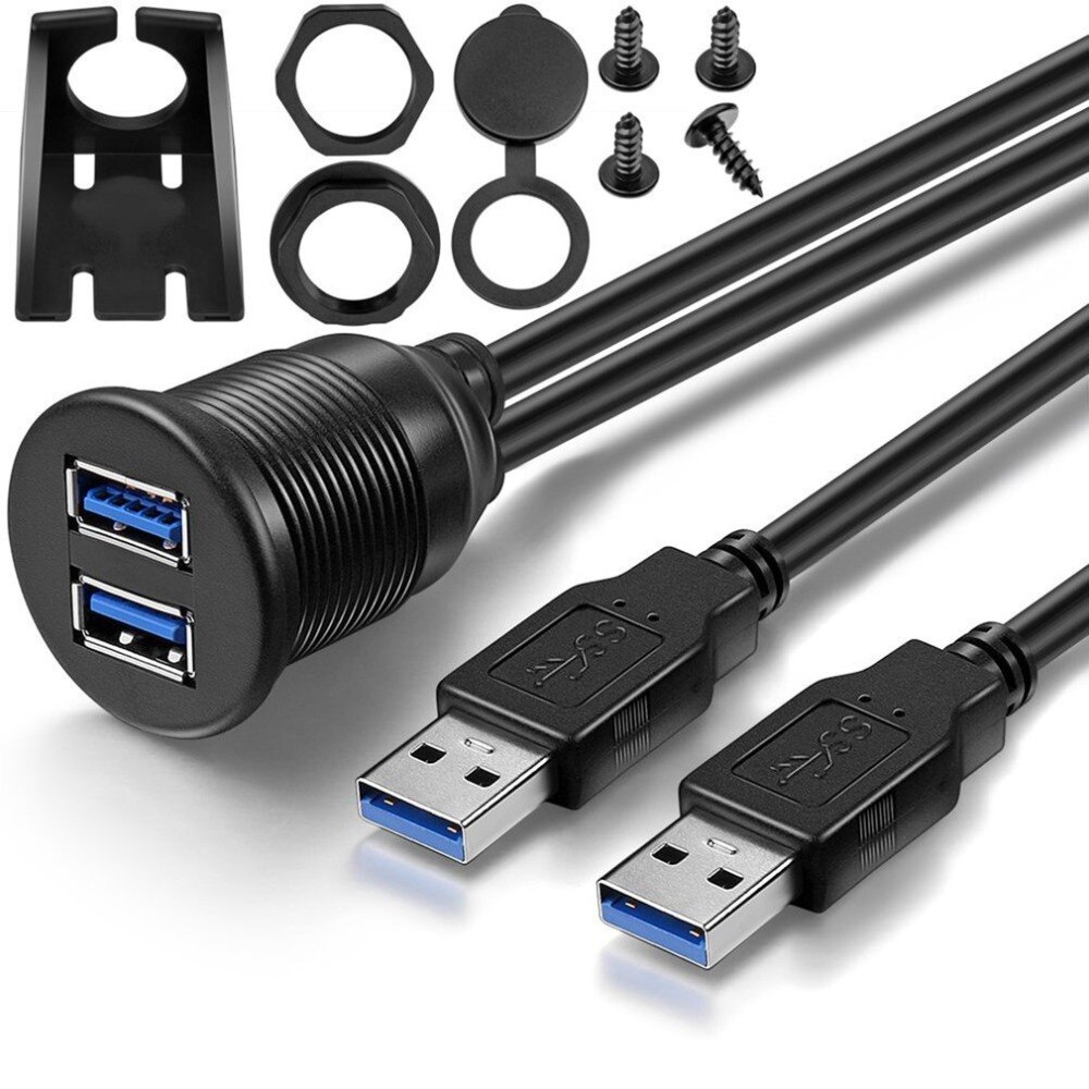 Car Dual USB 3.0  Flush Mount  Extension Cable