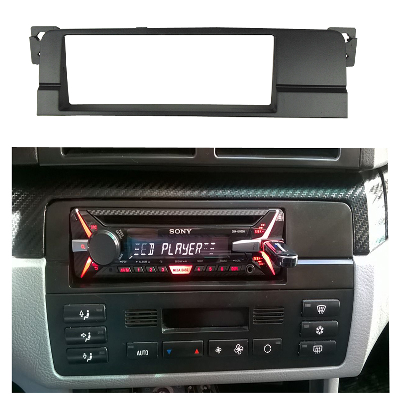 Single 1 Din Radio Fascia for BMW 3 Series E46 2003-2005 DVD Stereo Panel Dash Mount Trim Kit Surround Audio Frame Plate Bezel
